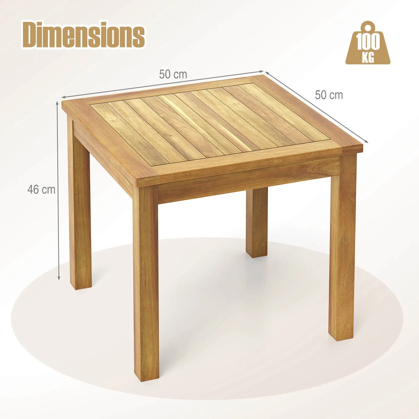 طاولة قهوة مربعة الشكل من خشب الساج في الهواء الطلق لفناء حديقة سطح الشرفة