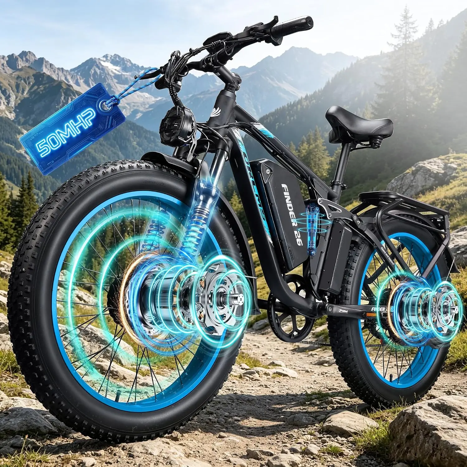 8000W Dual Motor Electric Bicycle Adults 60V25Ah Removable Battery Mountain Off-Road Long Range, Customized