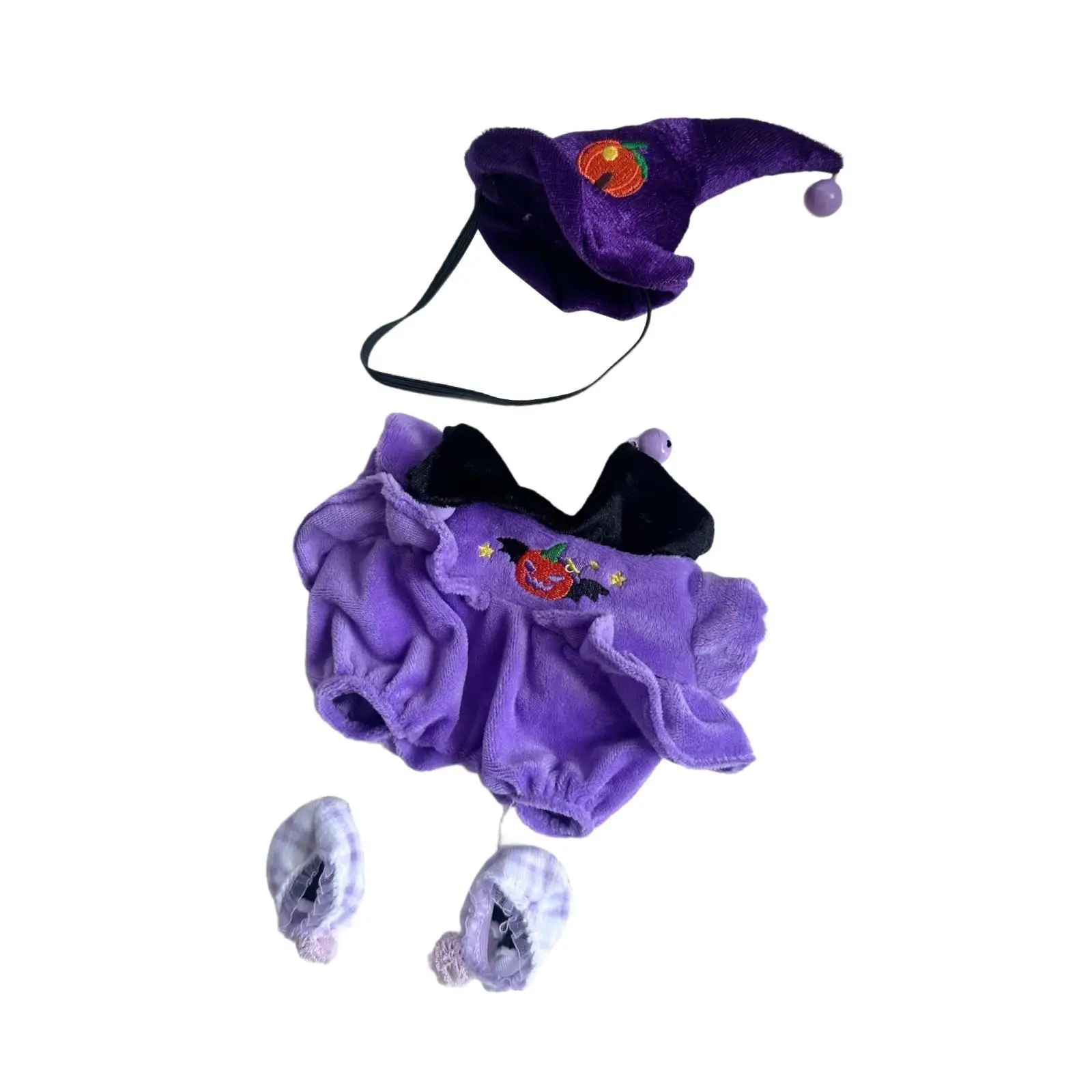 Juego de 3 disfraces de muñecas para Halloween con sombrero y zapatos, se adapta a muñecas de 20 cm