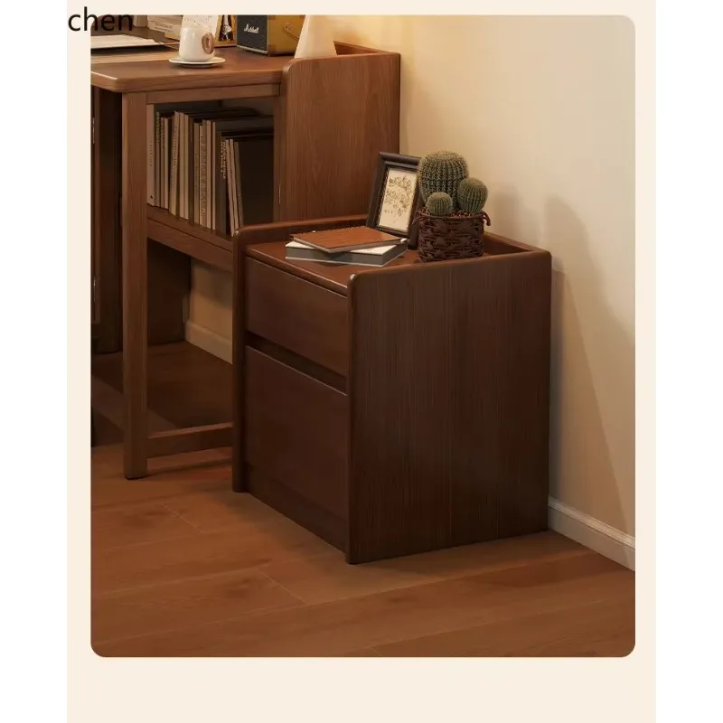 c6-9  Solid Wood Bedside Table Integrated Small Household Bedroom Lockable Safe  Password Cabinet