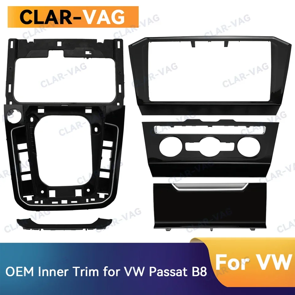 

For VW Passat B8 OEM Stereo Radio CD Player Panel Frame Air Conditioning Ashtray Cover Shift Knob Basic Frame Piano Black