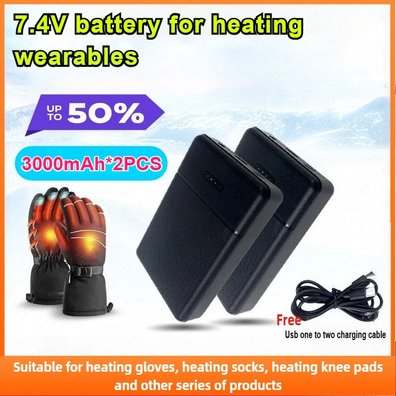 7.4V 3000mAh Heating Product-Specific Batteries for Heated Gloves Suitable Socks Scarves and Clothing Power Supply