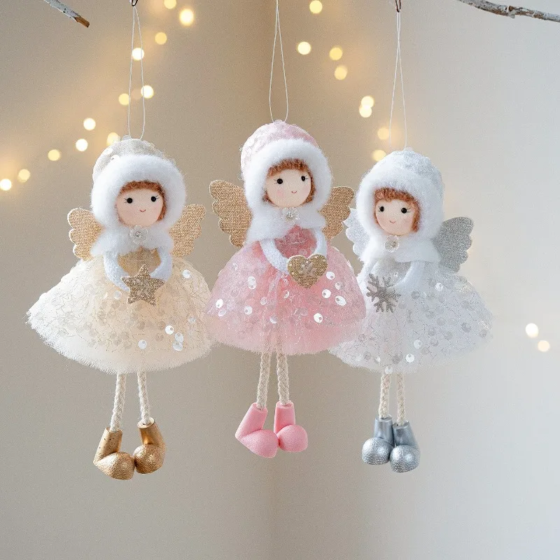 Lindo vestido de tul Ángel niña colgante de Navidad Navidad decoración navideña para el hogar decoraciones para árboles de Navidad decoración de dormitorio 2025 nuevo