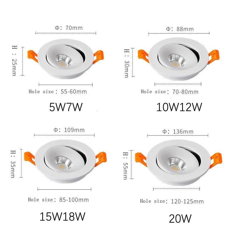 2022 neue Led Downlight Einbau Led Spot Decke Licht Winkel Einstellbar Indoor Beleuchtung 5W 7W Dimmbar Für Wohnzimmer zimmer Küche