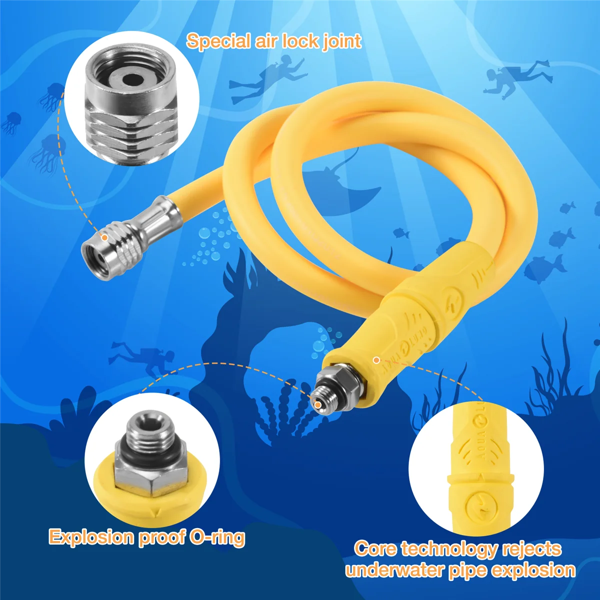 Scuba Diving BCD Medium Pressure Hose Scuba Diving Regulator for 2Nd Gauge Breathing Regulator