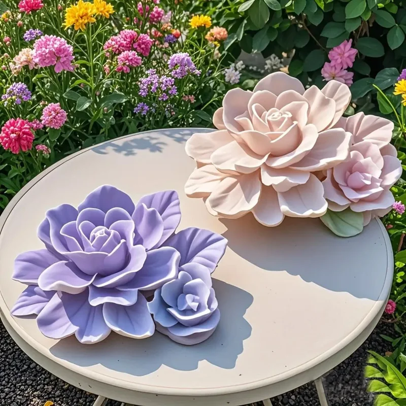 Moule à bougie en Silicone Rose 1Gardenia, moule en argile à fleurs, résine liquide, décoration de la maison, fabrication de bougies en plâtre d'aromathérapie