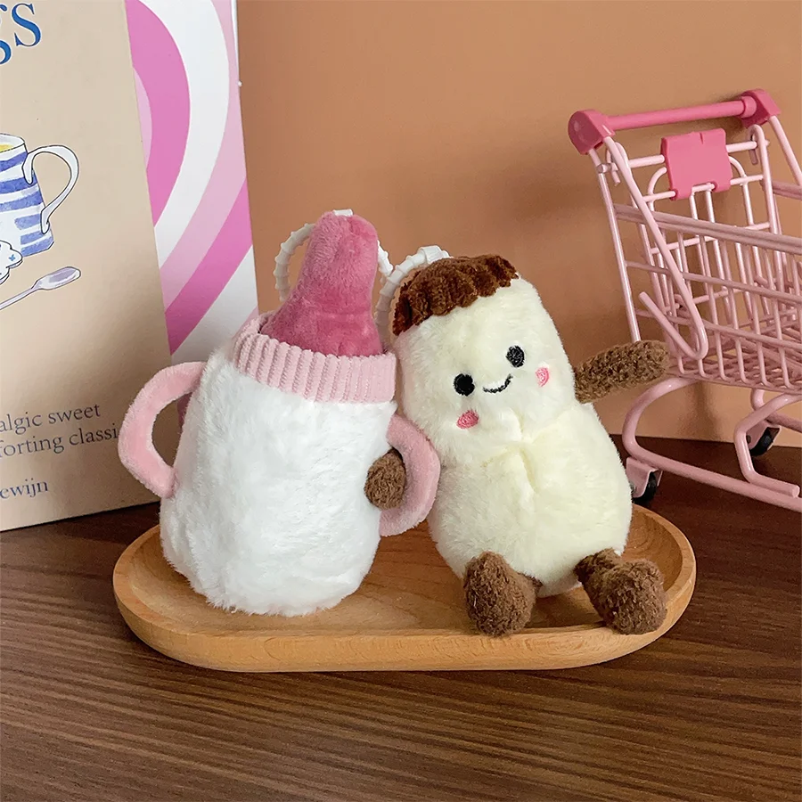 가짜 젖병 플러시 인형 야쿠르트 펜던트 거실 장식 펜던트 가구 용품 창의적인 열쇠고리 커플 선물