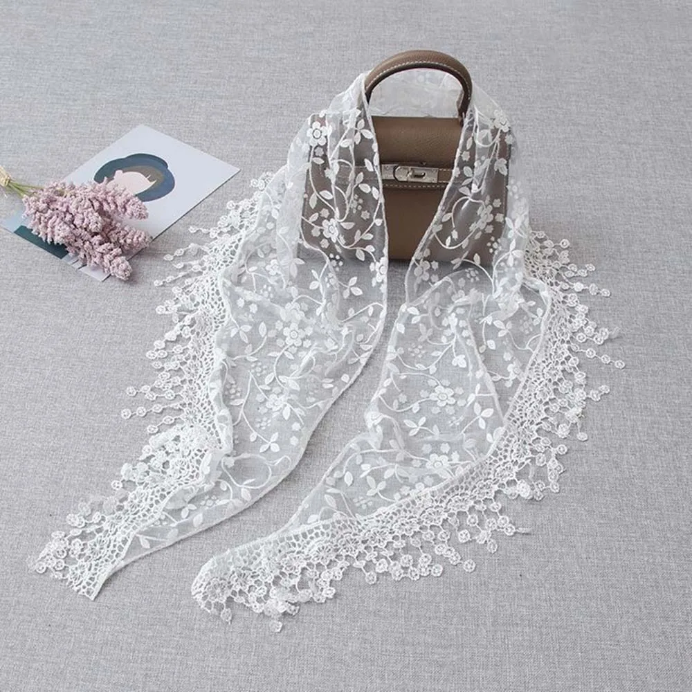 Korean Lace Vintage Triangular Scarf Solid Color Headscarf Trend Elegant Headwear for Women Girl Y2K Jewelry 2024 INS Bandana