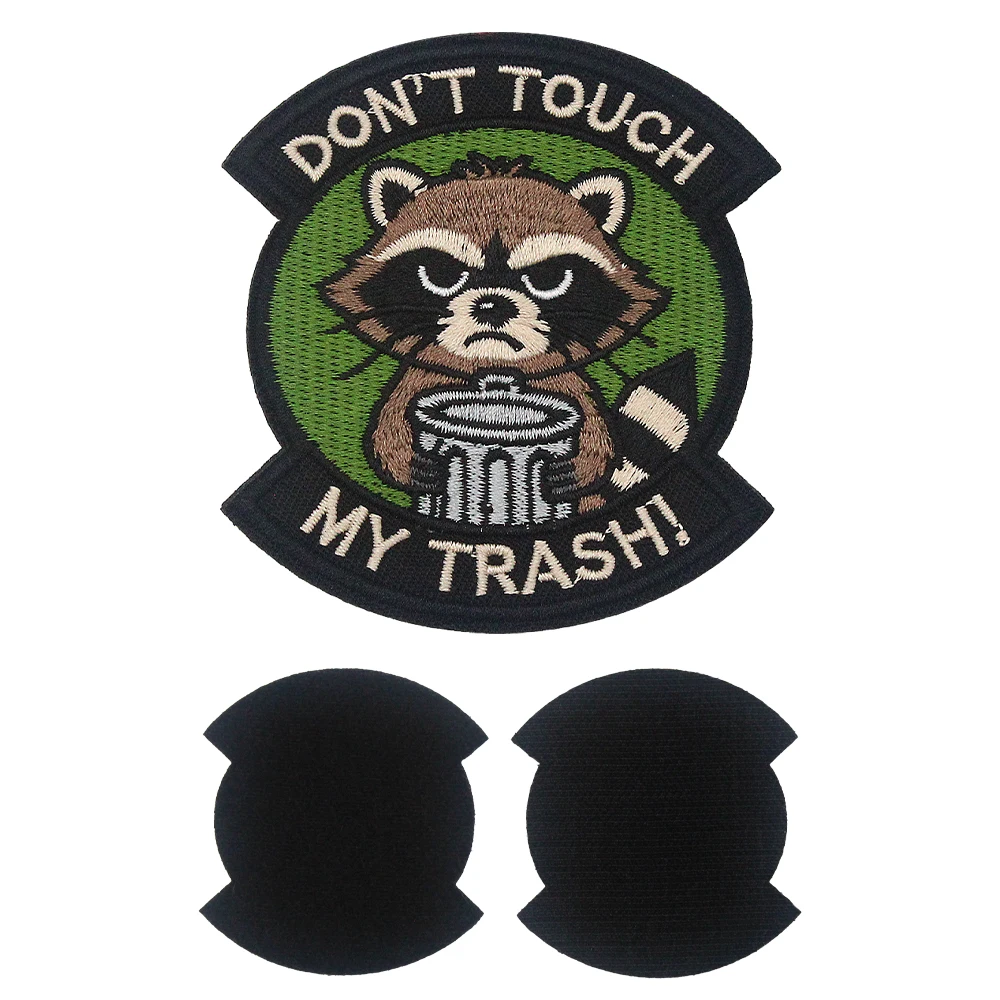 Raccoon with Garbage Can Embroidered Patch, Funny 