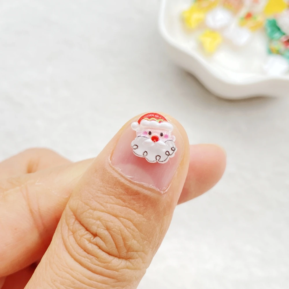 50pcs résine coloré noël Nail Art décor père noël bonhomme de neige feuilles de fruits baguette magique Flatback strass bricolage Scrapbook décor