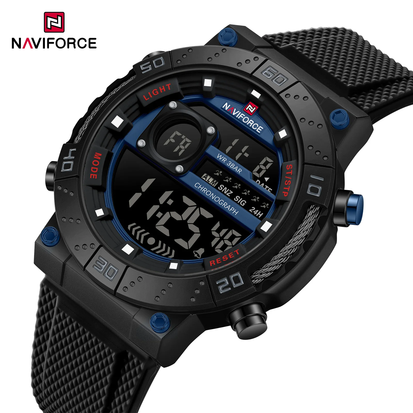 

NAVIFORCE 9241T Fashion Men's Electronic Watch Date Week Waterproof Sports Casual Wristwatch Male LCD Digital Watches for Man