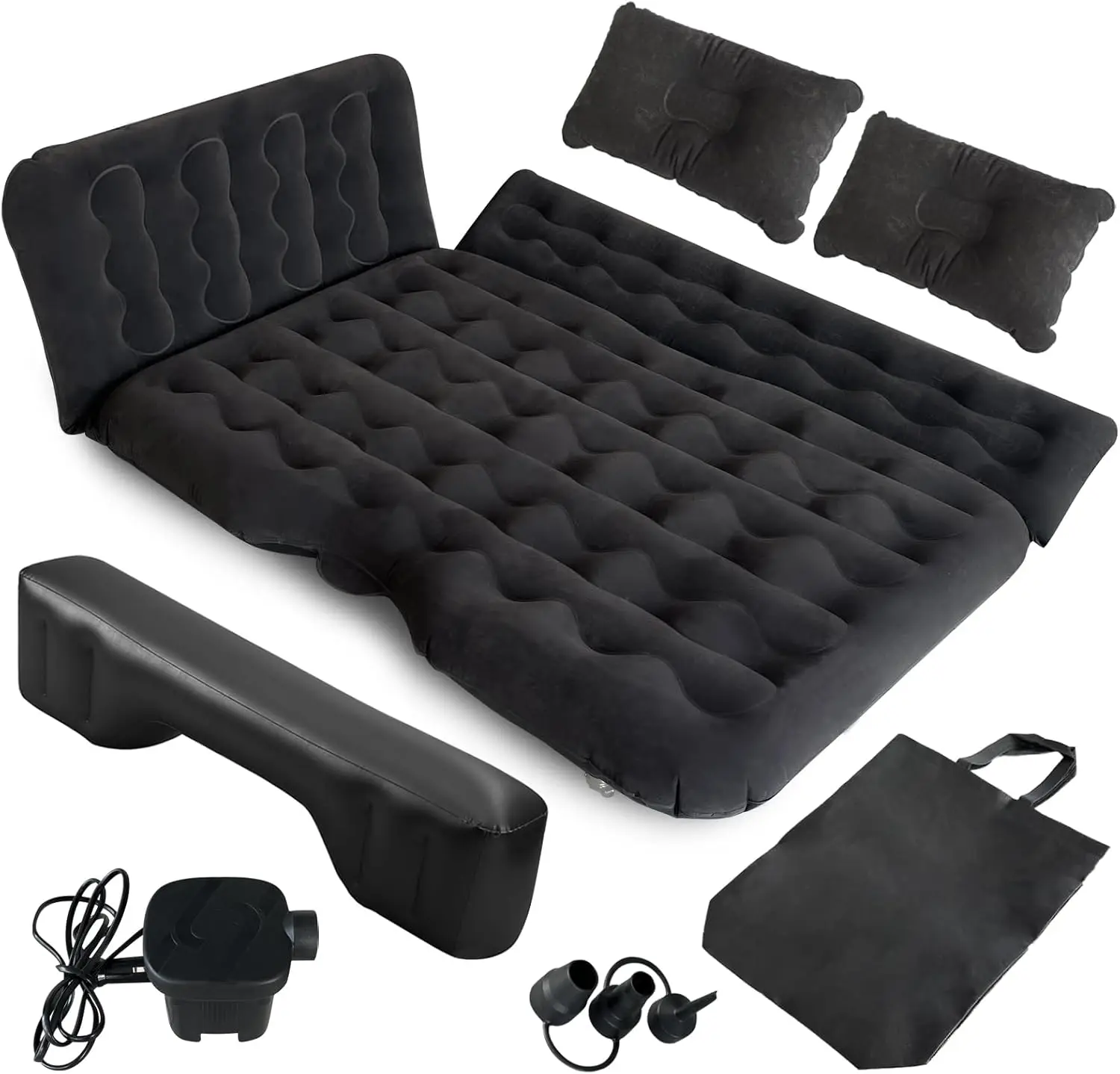 

Car Air Mattress Back Seat Inflatable Bed - Inflatable Thickened and Double SUV Air Mattress with Air Pump Portable Foldable Car