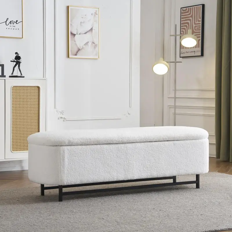 

Elegant Ottoman with Large Storage, White, Stylish Design, Versatile Furniture for Home Decor, Space-Saving Storage Solution