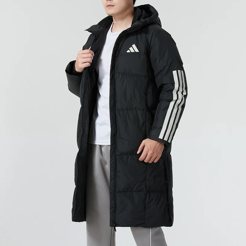 

Пуховик Adidas (Адидас) для пар, спортивная повседневная одежда, длинная ветрозащитная теплая удобная куртка с капюшоном из утиного пуха Jg3840