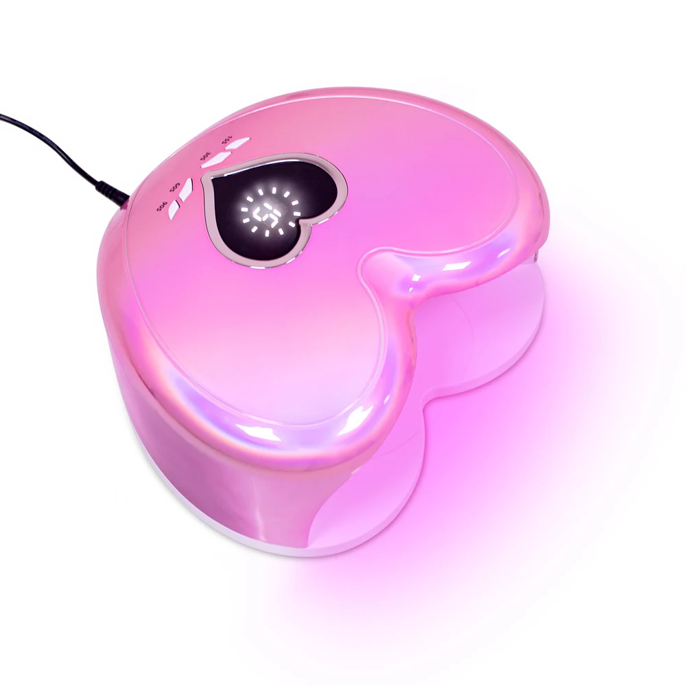 Pink Wireless Uv Gel Nail Dryer Led Lamp Cordless Rechargeable 35000 Nail Drill Heart Shape Nail Lamp