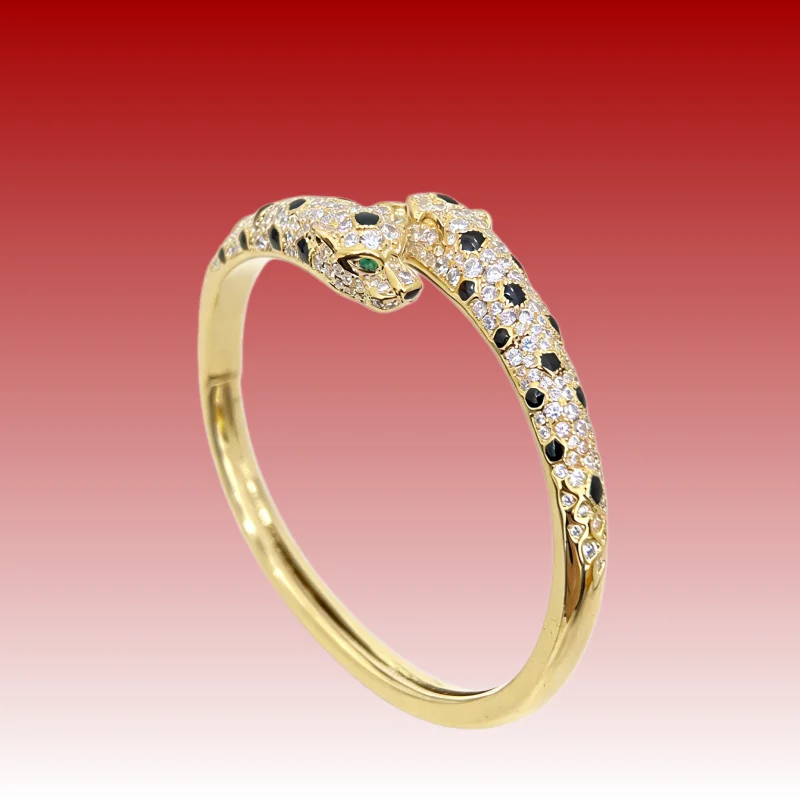 

2026 New Product S925 Silver Half Diamond Leopard Bracelet Original Fashion Boutique Accessories Gift