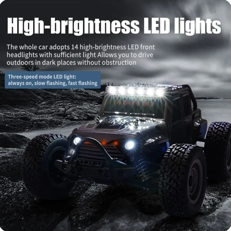 16103 1:16 4WD RC Car Off Road Professional 2.4G High Speed Racing 50 Km/H auto telecomandate con LED Jeep Truck Toys For Kids