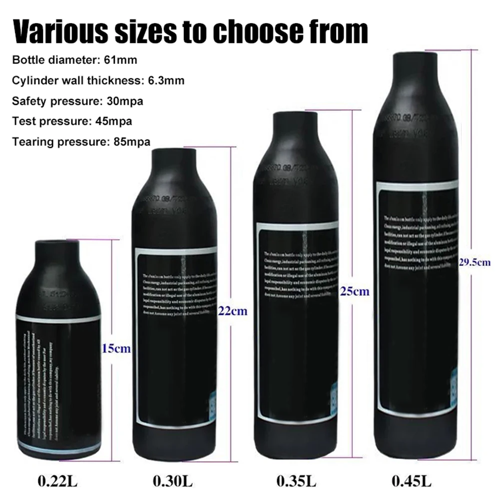 Aluminum Air Tank All-in-One Explosion-proof 4500Psi PCP Cylinder High Pressure Paint.ball SCBA Diving Bottle Refillable