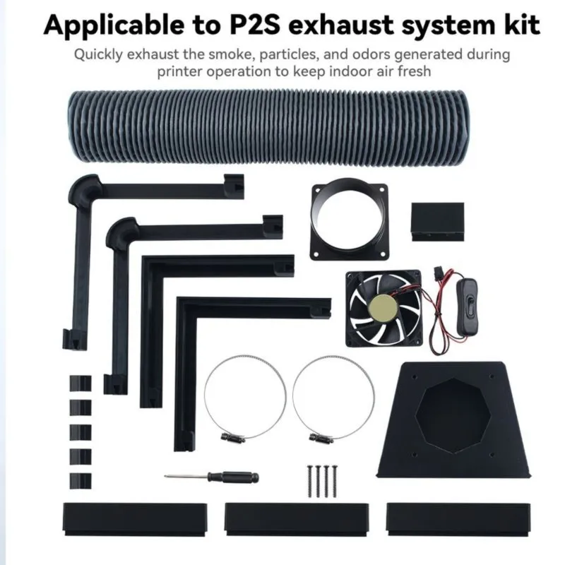 DT21 External Exhaust Fan Kit for Bambu Lab P2S, Long-Distance Ventilation Exhaust, 3D Printer Parts Accessories
