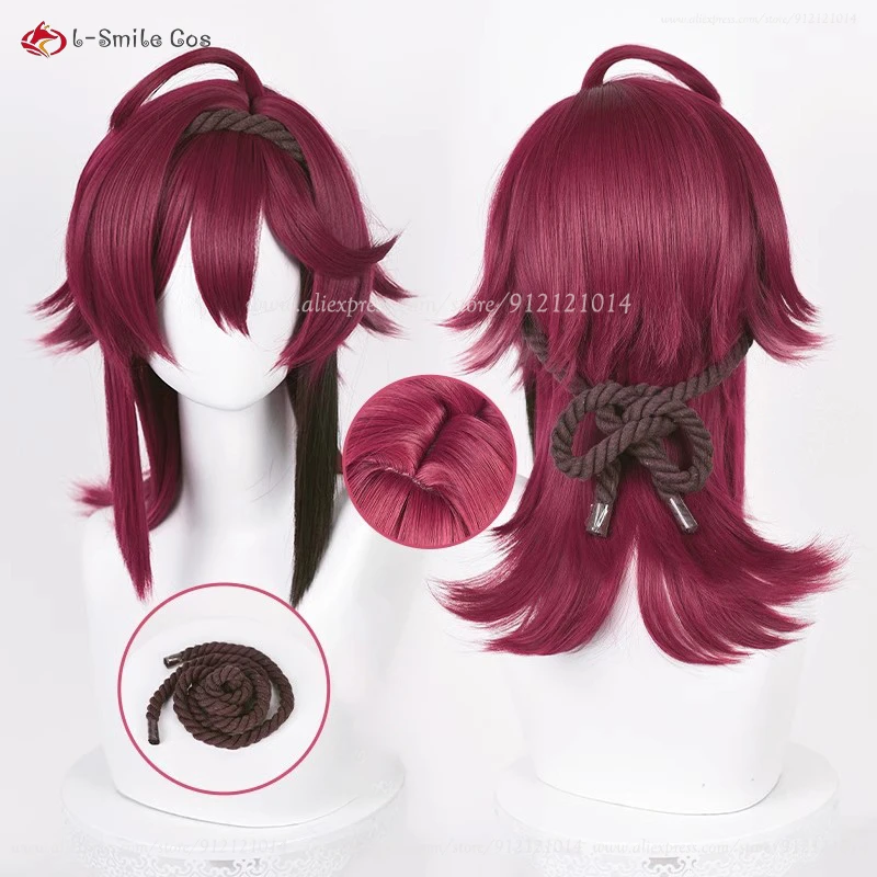 Shikanoin Heizou Cosplay Wig 55cm Long Simulated Scalp Wig Red Gradient Heat Resistant Synthetic Hair Anime Wigs + Wig Cap