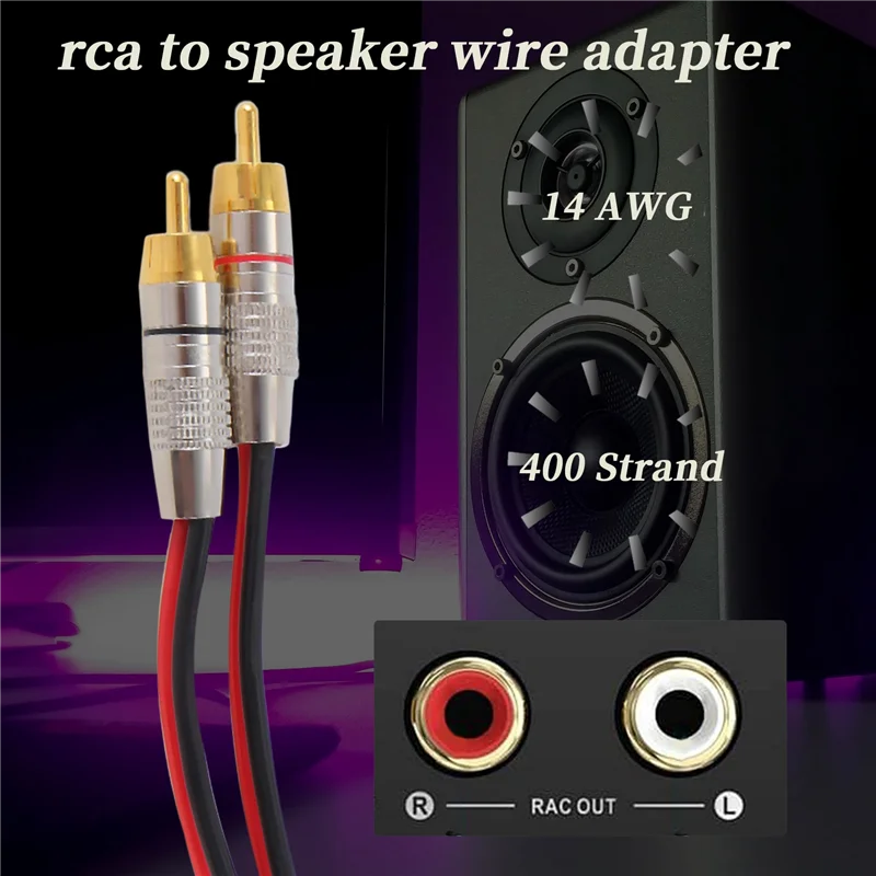 Kabel Speaker AED6 Ke Adaptor Colokan RCA, 2 Saluran (1 Kaki)
