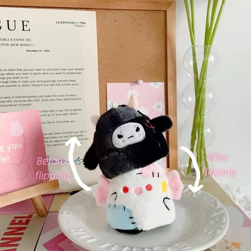 

[JT]1Pc Fluffy Cute Angel Flips Demon Plush Keychain Creative Cartoon Stuffed Pendant for Backpack Decorative Accessories Gift