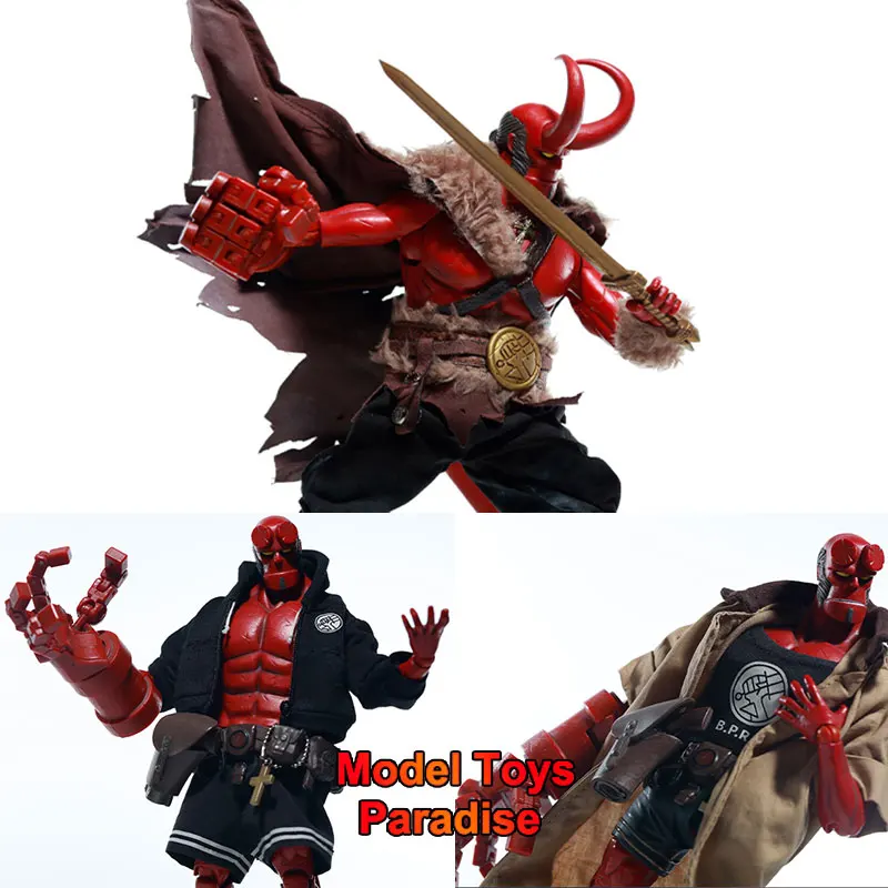 

1/12 Scale Men Soldier Hellboy Black Shirt Hooded Jacket Clothes Set Fur Collar Cloak Fit 6.5inch Action Figure Body
