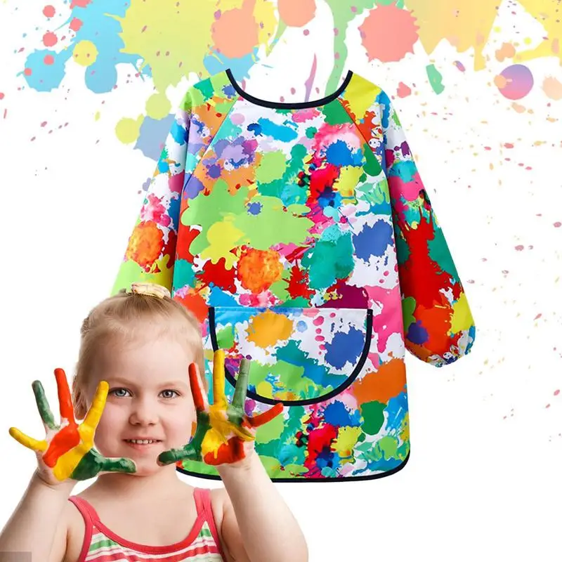 Kids Painting Apron Adjustable Waterproof Painting Apron Funny Painting Smock with Large Pocket Multipurpose Paint Apron for Art