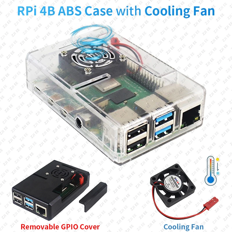 Raspberry pi 4b case with cooling fan heat dissipation protective shell raspberry pi 4 model b enclosure