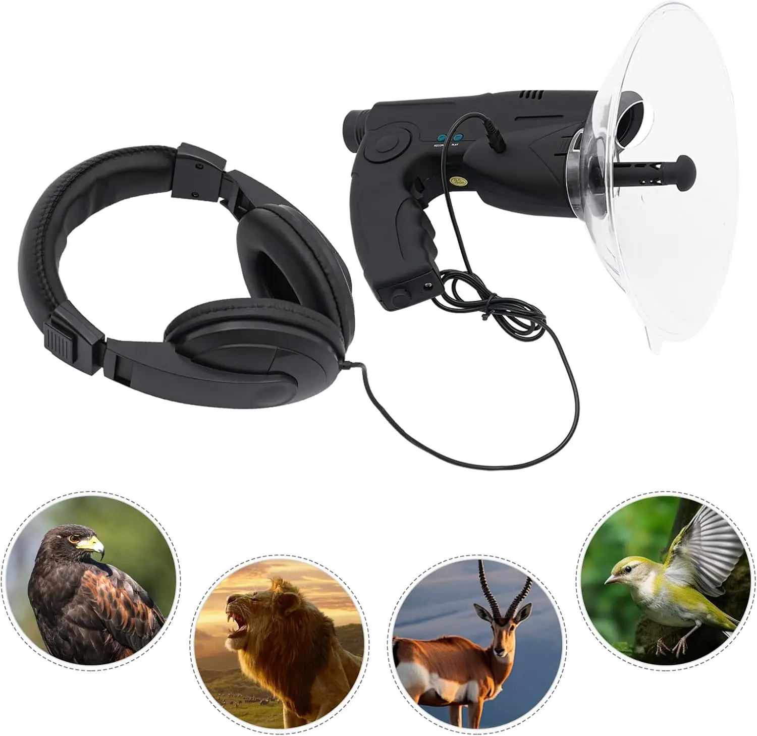 Dispositivo de escucha de micrófono parabólico con micrófono direccional con telescopio de enfoque 8X 21, amplificador de sonido para observación de aves
