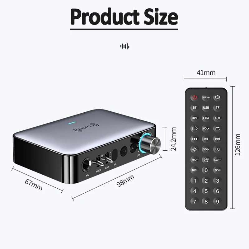 Bluetooth Zender Ontvanger 5.0 Nfc Stereo 3.5Mm Aux Jack Optische Coaxiale Rca Draadloze Audio Adapter + Microfoon Zingen Voor tv