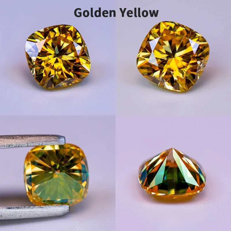 Moissanit-Steine, quadratische Kissenform, verschiedene Farben, VVS1, Edelsteinperlen für die Herstellung von Schmuck, Ringe und Halsketten, mit Zertifikat. – Detail 6
