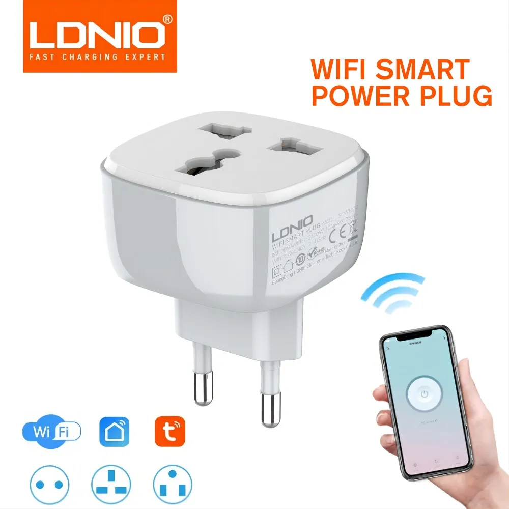 LDNIO Wifi Smart Plug Zigbee Devices Socket With Timer Tuya APP Remote Control Smart Switch Alexa UK US EU to Universal Adapter