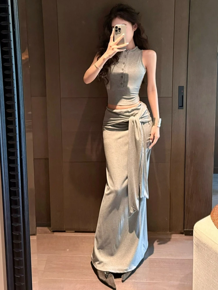 Conjunto de Moda Fena Único e Bonito para o Verão, Estilo Doce e Estiloso, Conjunto de Aodão de Decote Redondo em Duas ...