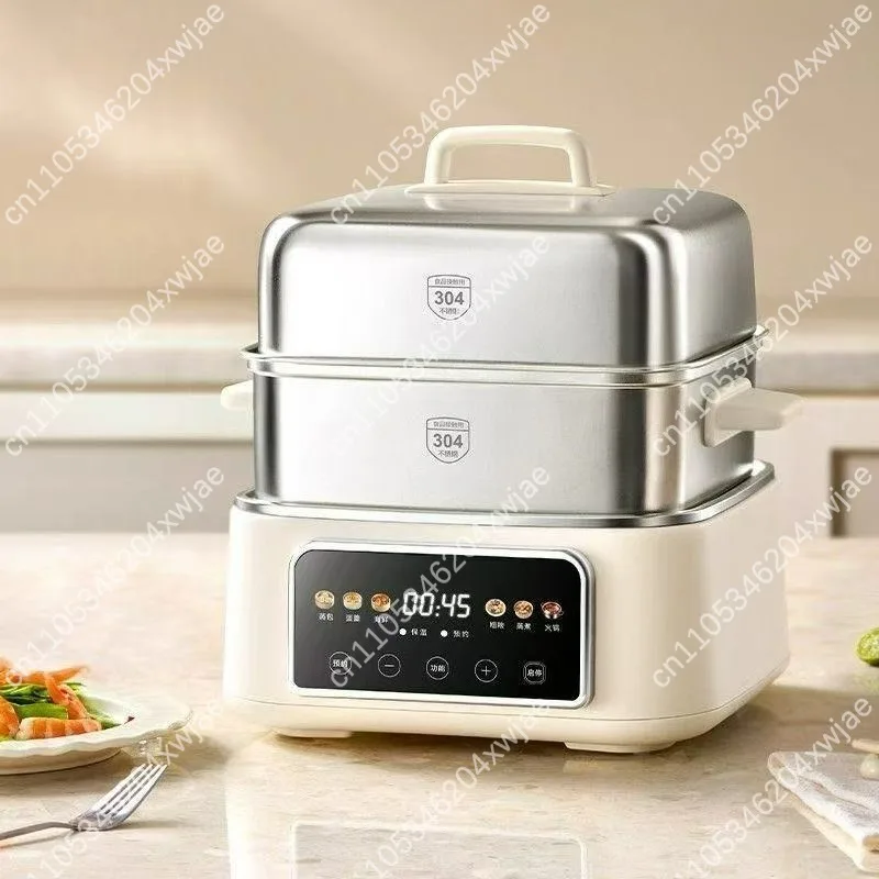Stainless Steel Household Electric Steamer, Multi-Function Small Breakfast Machine for Cooking Steaming and Stew