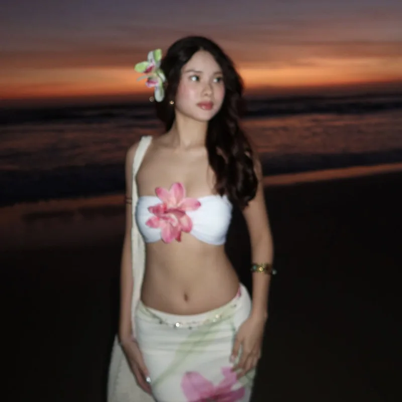 Sexy Print ter Ne High Waist  Skirt Set Street Sle Cross-Border Spring Summer New Arrival Wrap Chest PU Material