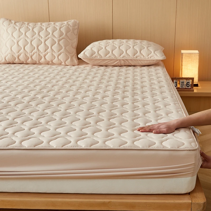 Thicken Quilted Mattress Pad Protector Anti-mite Mattress Cover Adjustable Skin-Friendly Durable Bed Cover All-inclusive 침대커버