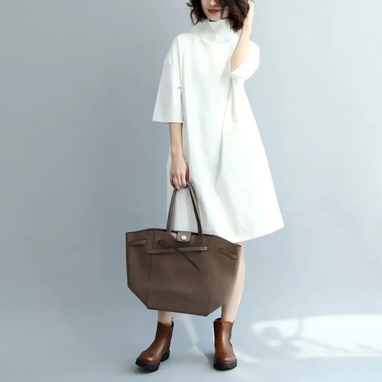 Damska wiosenna spódnica midi z wysokim stanem, warstwa bazowa, odzież wewnętrzna, do dojazdów do pracy, artystyczna, luźna w talii, długa, rozkloszowana.