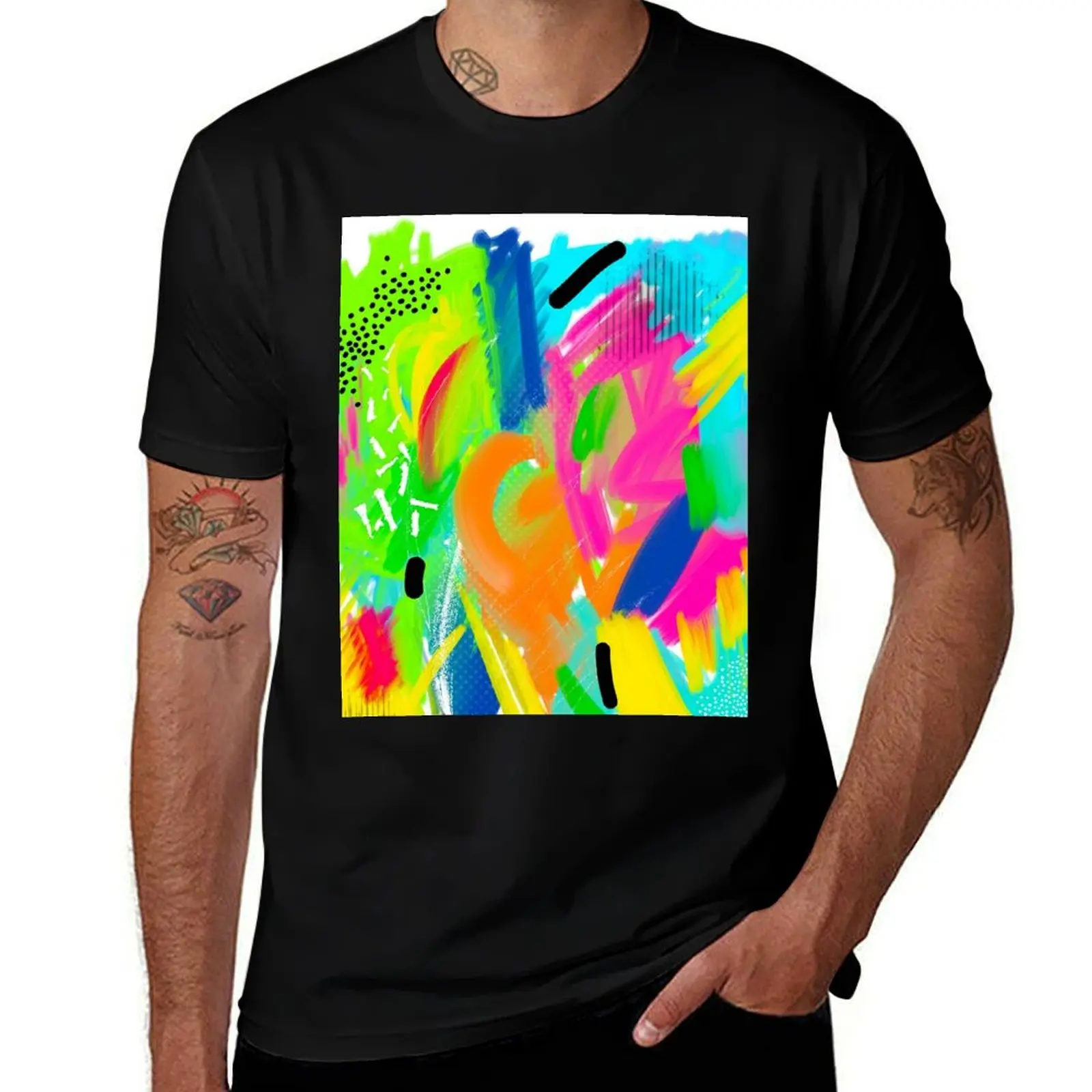 

Colorful Abstract Painting T-Shirt man t shirt cotton high quality man t shirt graphic T-shirt