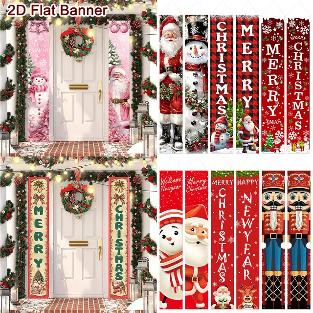 Christmas Door Banner Door Couplet Merry Christmas Decoration For Home 2025 Navidad Kerst Natal Noel Xmas Decor New Year 2026 1