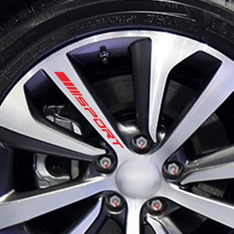 Moda 4 szt. Naklejki samochodowe koła felgi wyścigi sportowe DIY paski dekoracyjne naklejki godło Car Styling samochód SUV akcesoria do samochodów ciężarowych — zdjęcie 5