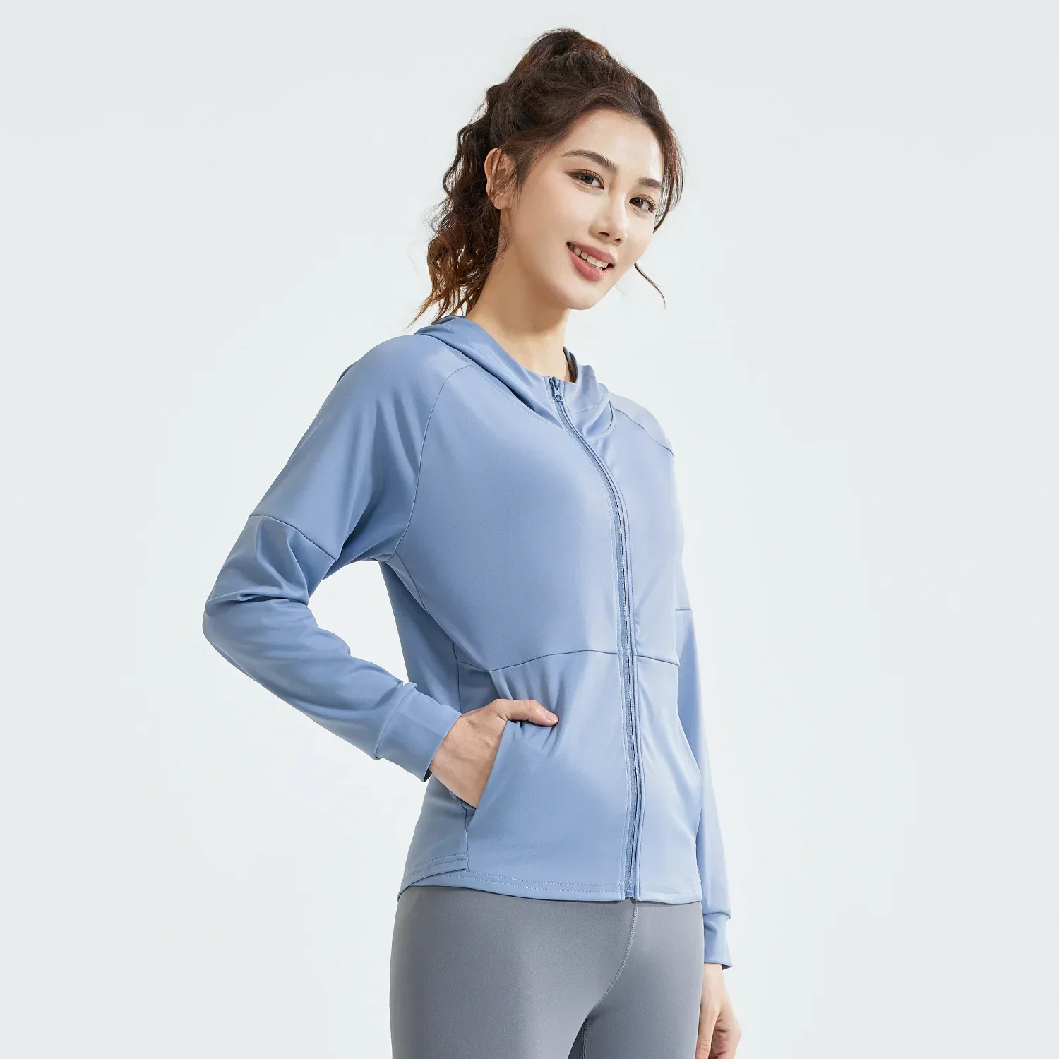 Women Yoga Long Sleeve Nylon Slim Stretch Zipper Sports Jacket Quick-drying SportWear Running Yoga Fitness Gym Long-sleeved Top