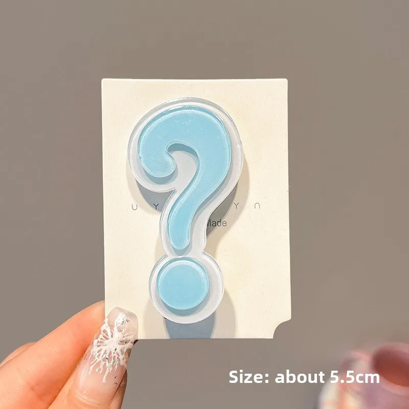4pcs Colorful Question Mark Acrylic Hair Clips Set