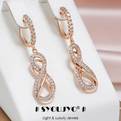 SYOUJYO Shiny Natural Zircon Earrings For Women 585 Rose Gold Color Möbius loop Luxury Jewelry Gift