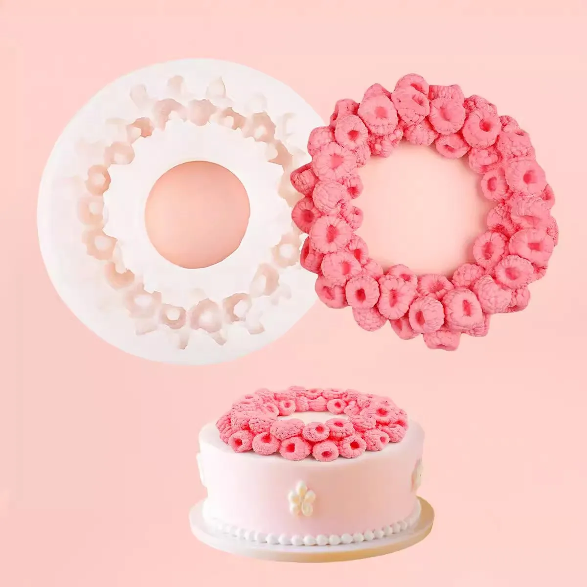 DIY Handmade Soap Raspberry Fruit Circle Silicone Mold Fragrance Diffuser Gypsum Cake Display Silicone Mold