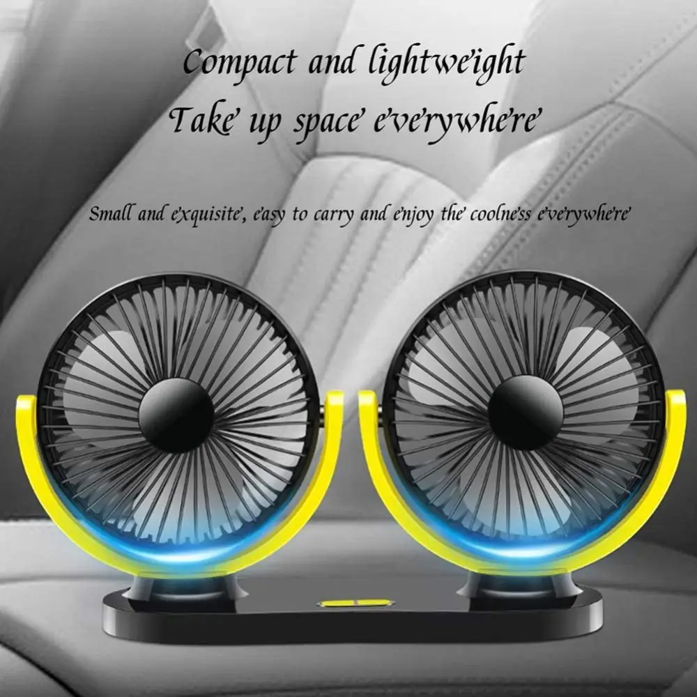 

Car Accessories ABS Car Fan 12V 24V USB Rotatable Double-head Fan 3 Speed Control Cooling Air Circulator Car