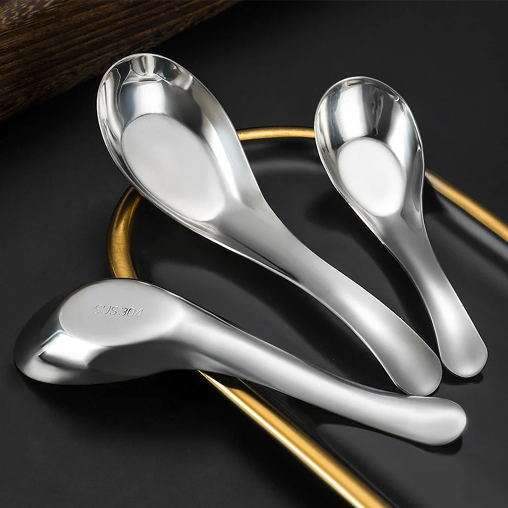 

6Pcs Soup Spoons Stainless Steel Reusable Multi-Function Soup Accessory Portable Spoon Dinner Spoon