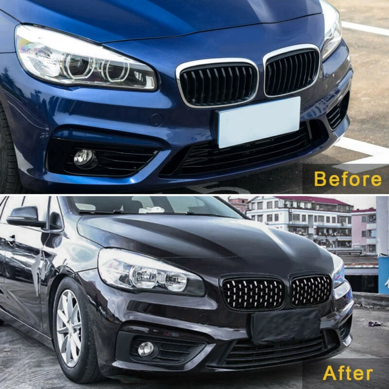 Upgrade Signal/Double Slat Diamond Front Kidney Grille Bumper For BMW 2 Series F45 F46 GT 2014-2018 216i 218i 220i 225i