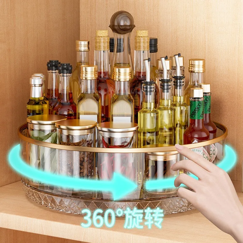 360° Rotating Seasoning Rack Kitchen Countertop Multi-functional Spice Storage Organizer