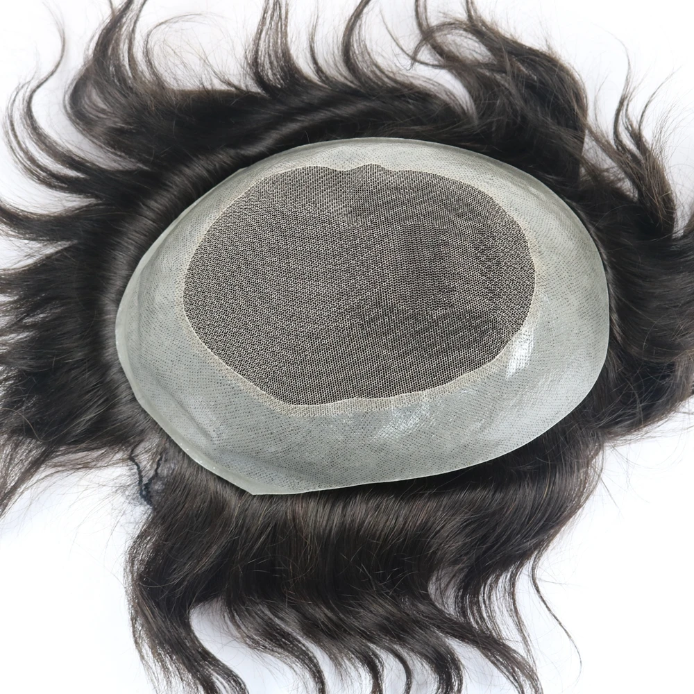 Attaccatura dei capelli naturale da uomo pizzo traspirante + PU parrucchino per capelli umani 8x10 sostituzione dei capelli protesi Non sugica capillare per la caduta dei capelli